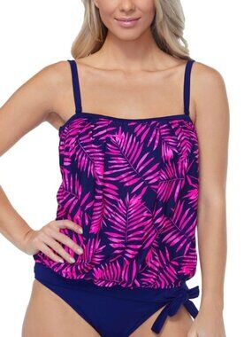 Island Escape Key West Printed Tankini & Bikini Bottom Navy & Pink Size:8 Medium